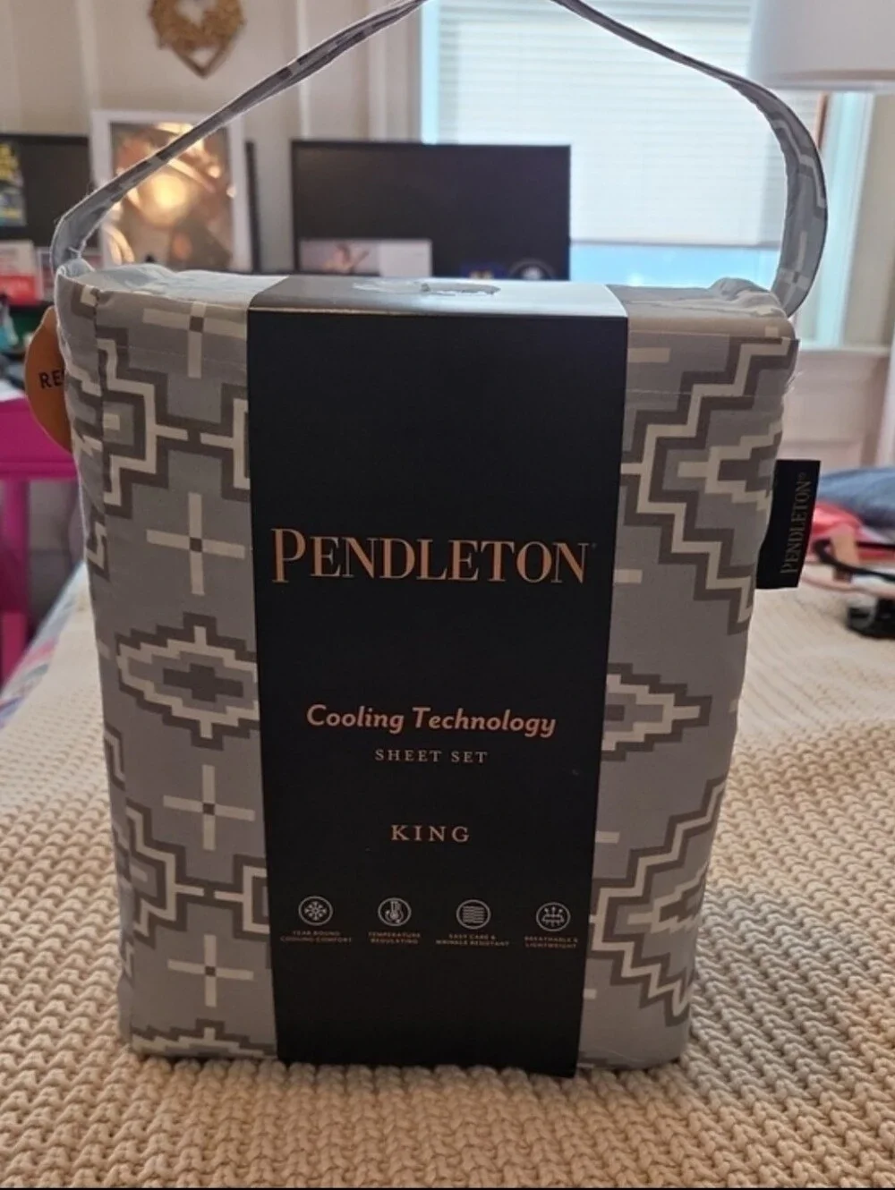 Pendleton Cooling Technology King Sheet Set In Grey Aztec Print